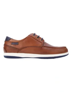 Hush Puppies Dusty Dark Tan Leather Lace Up Boat Shoe