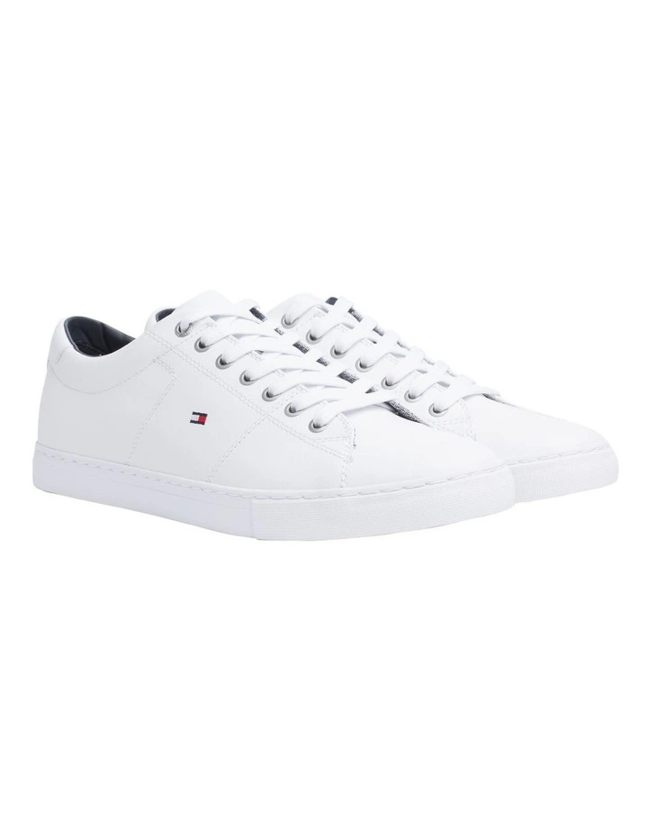 Tommy Hilfiger Essential Leather Trainer Sneaker In White 3 Tommy Hilfiger Essential Leather Trainer Sneaker In White