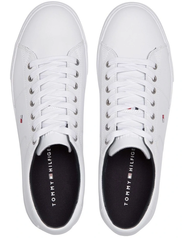 Tommy Hilfiger Essential Leather Trainer Sneaker In White 5 Tommy Hilfiger Essential Leather Trainer Sneaker In White - Image 3