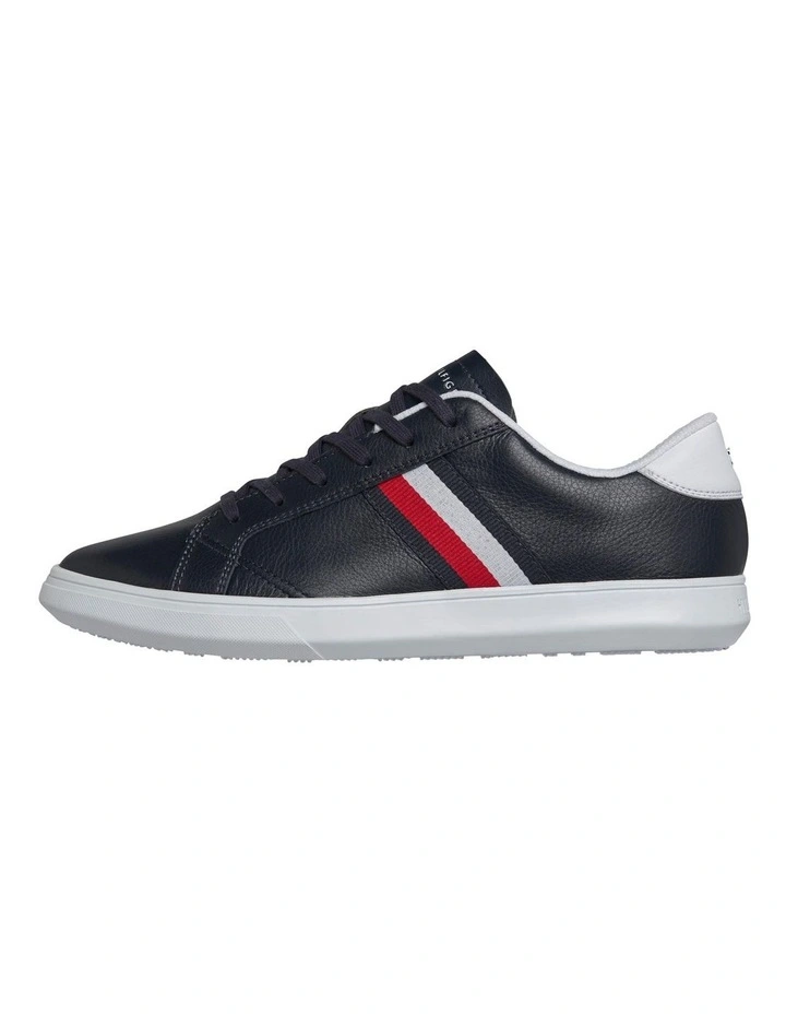 Tommy Hilfiger Essential Leather Trainer Sneaker In Midnight 3 Tommy Hilfiger Essential Leather Trainer Sneaker In Midnight