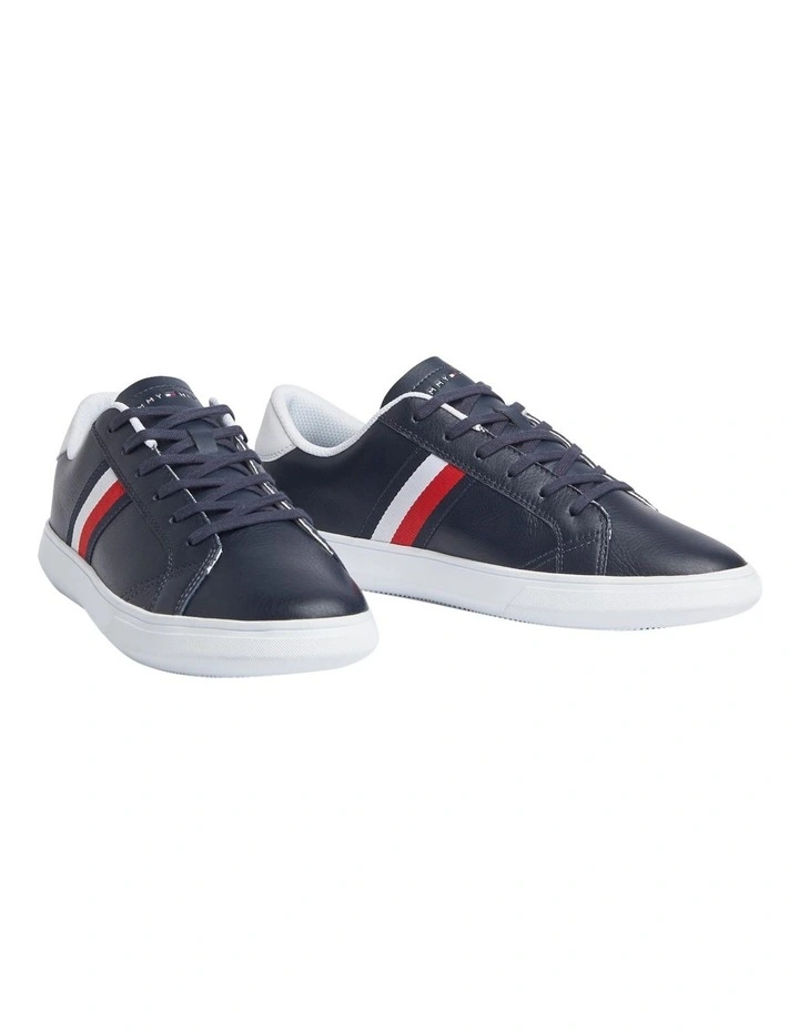 Tommy Hilfiger Essential Leather Trainer Sneaker In Midnight 4 Tommy Hilfiger Essential Leather Trainer Sneaker In Midnight - Image 2