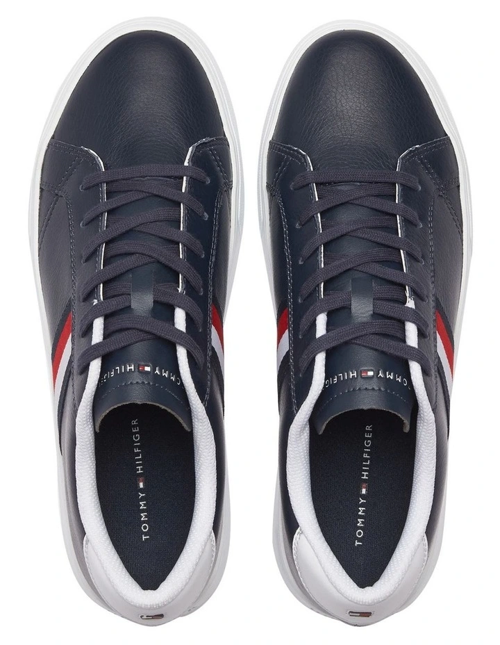 Tommy Hilfiger Essential Leather Trainer Sneaker In Midnight 6 Tommy Hilfiger Essential Leather Trainer Sneaker In Midnight - Image 4