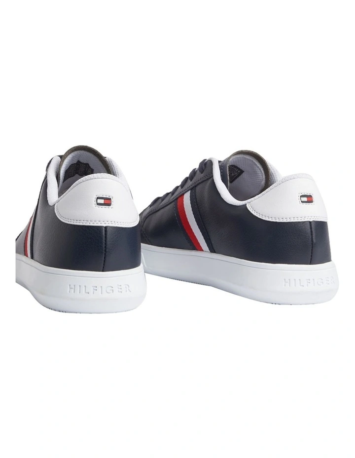 Tommy Hilfiger Essential Leather Trainer Sneaker In Midnight 7 Tommy Hilfiger Essential Leather Trainer Sneaker In Midnight - Image 5