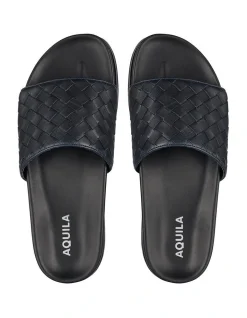 Aquila Playa Leather Pool Slides In Navy -CONVERSE shop 886345840 3 720x928