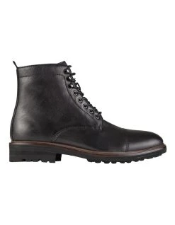 Aquila Massimo Black Leather Military Boots