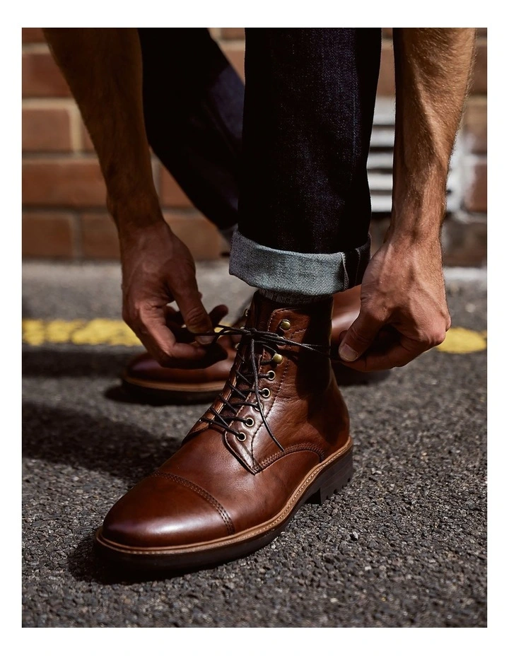 Aquila Massimo Leather Military Boots In Tobacco 4 Aquila Massimo Leather Military Boots In Tobacco - Image 2