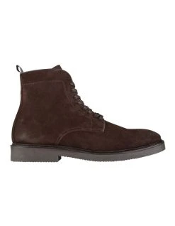 Aquila Wheeler Suede Military Boots In Chocolate