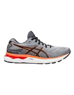 Asics Gel Nimbus 24 Running Shoe In Grey/Orange