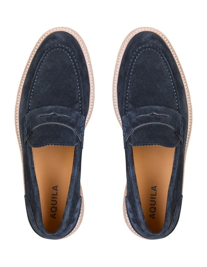 Aquila Princeton Suede Loafers In Navy 5 Aquila Princeton Suede Loafers In Navy - Image 3