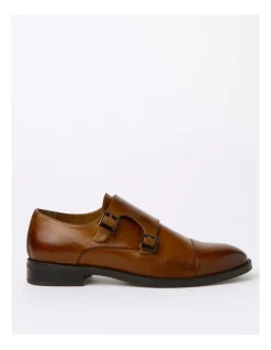 Blaq Blaine Double Monk Strap Slip On In Tan