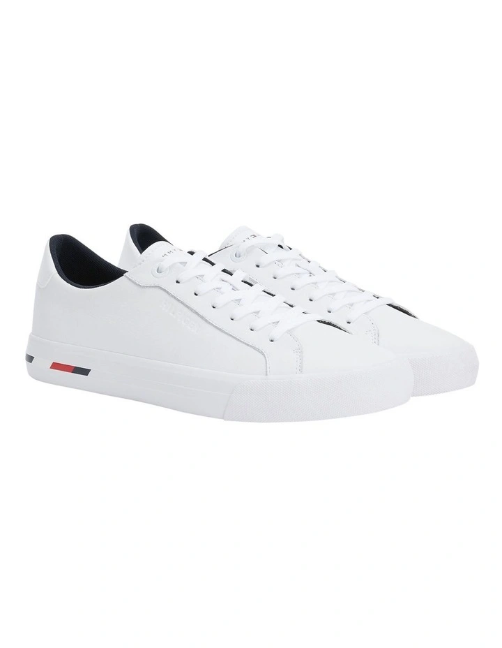 Tommy Hilfiger Modern Leather Sneaker In White 3 Tommy Hilfiger Modern Leather Sneaker In White
