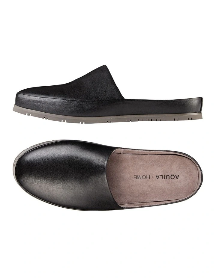 Aquila Fairmont Leather Slippers In Black 4 Aquila Fairmont Leather Slippers In Black - Image 2