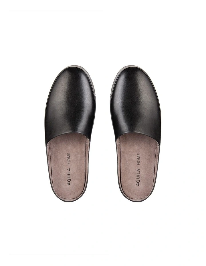 Aquila Fairmont Leather Slippers In Black 5 Aquila Fairmont Leather Slippers In Black - Image 3