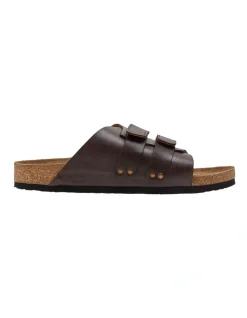 Oxford Rayond Leather Velcro Slides In Brown