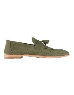 Aquila Carlo Nubuck Loafers In Green