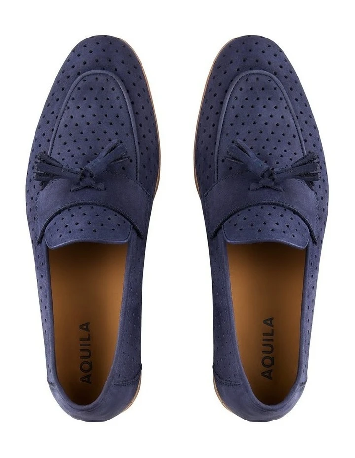 Aquila Carlo Nubuck Loafers In Blue 5 Aquila Carlo Nubuck Loafers In Blue - Image 3