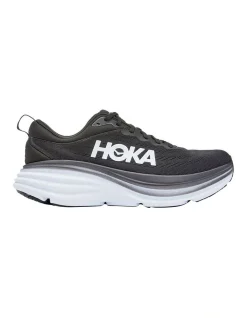 Hoka One One Bondi 8 Wide Mens Running Shoes In Black/White