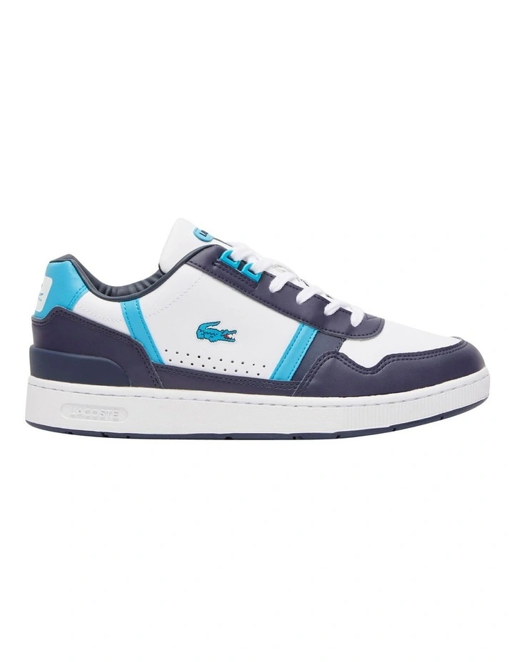 Lacoste T-Clip Leather Sneaker In White/Navy 3 Lacoste T-Clip Leather Sneaker In White/Navy