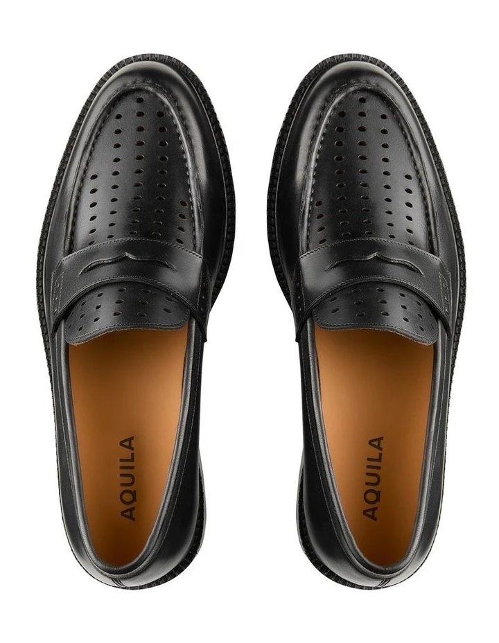 Aquila Fredrick Leather Loafers In Black 5 Aquila Fredrick Leather Loafers In Black - Image 3