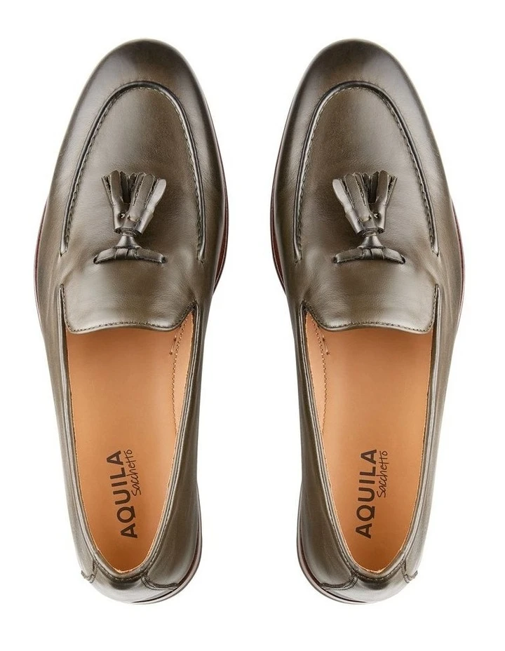 Aquila Alberto Leather Loafers In Forest 5 Aquila Alberto Leather Loafers In Forest - Image 3